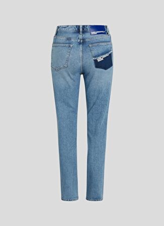 Yüksek Bel Dar Paça Standart Mavi Kadın Denim Pantolon 240J1111