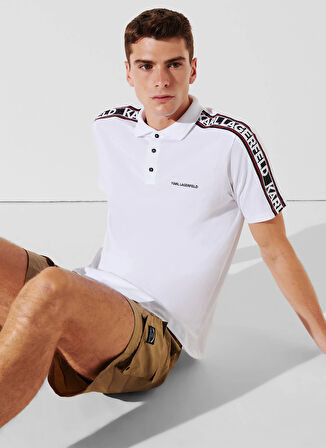 KARL LAGERFELD Baskılı Beyaz Erkek Polo T-Shirt 241M2206100