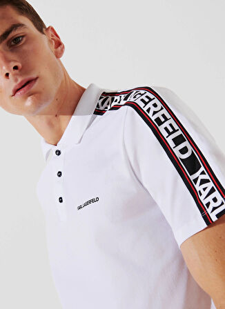 KARL LAGERFELD Baskılı Beyaz Erkek Polo T-Shirt 241M2206100