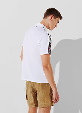 KARL LAGERFELD Baskılı Beyaz Erkek Polo T-Shirt 241M2206100