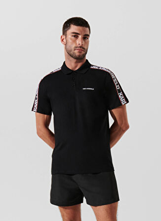 KARL LAGERFELD Baskılı Siyah Erkek Polo T-Shirt 241M2206999