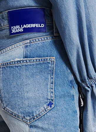 Karl Lagerfeld Jeans Yüksek Bel Normal Mavi Kadın Denim Şort 241J1119