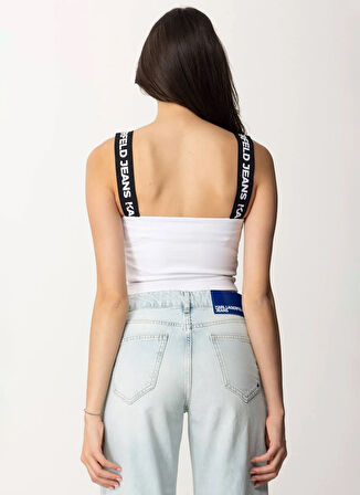 Karl Lagerfeld Jeans U Yaka Düz Beyaz Kadın Atlet 241J1705