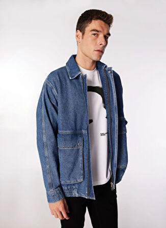 Karl Lagerfeld Jeans Erkek Denim Ceket 245D1401_KLJ LOGO DENIM BOMBER JACK