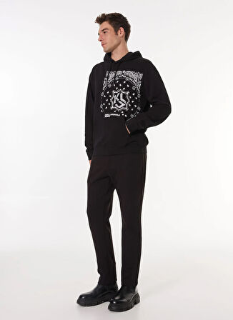 Karl Lagerfeld Jeans Dik Yaka Siyah Erkek Sweatshırt 245D1805_KLJ REGULAR BANDANA HOODIE