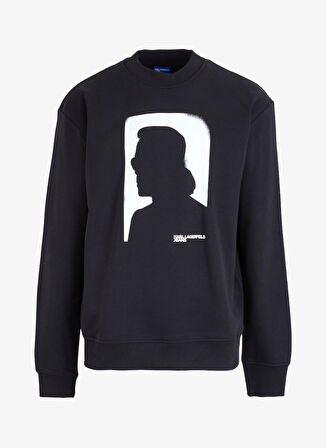 Karl Lagerfeld Jeans Bisiklet Yaka Siyah Erkek Sweatshırt 245D1807_KLJ REGULAR KARL SWEAT