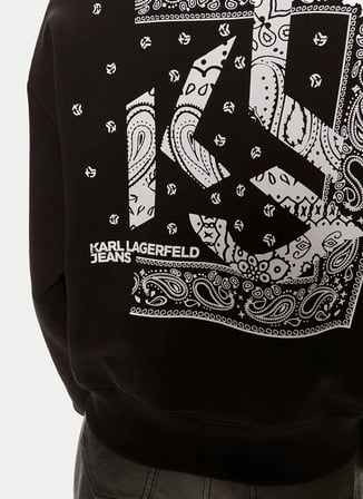 Karl Lagerfeld Jeans Yuvarlak Yaka Düz Siyah Kadın Sweatshırt 245J1801