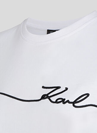 KARL LAGERFELD Yuvarlak Yaka Baskılı Beyaz Kadın T-Shirt 245W1706