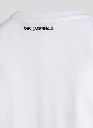 KARL LAGERFELD Yuvarlak Yaka Baskılı Beyaz Kadın T-Shirt 245W1706