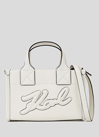 KARL LAGERFELD Deri Beyaz 22,5x14,5x9,5 cm Kadın Tote Çanta 245W3093