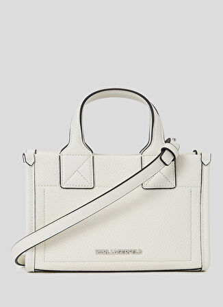 KARL LAGERFELD Deri Beyaz 22,5x14,5x9,5 cm Kadın Tote Çanta 245W3093