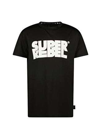 Super Rebel Düz Siyah Erkek Çocuk T-Shirt R501-6401-Surfer swim shirt short s