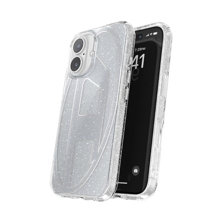 Diesel iPhone 16 Uyumlu Oval D Simli Kılıf - Gümüş