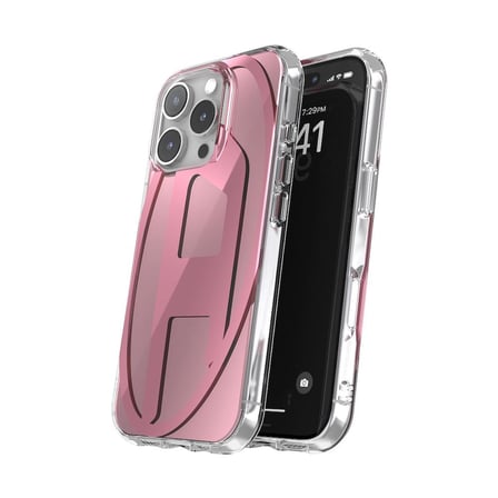 Diesel iPhone 16 Pro Uyumlu Oval D Aynalı (Mirror) Kılıf - Pembe