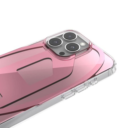 Diesel iPhone 16 Pro Max Uyumlu Oval D Aynalı (Mirror) Kılıf - Pembe