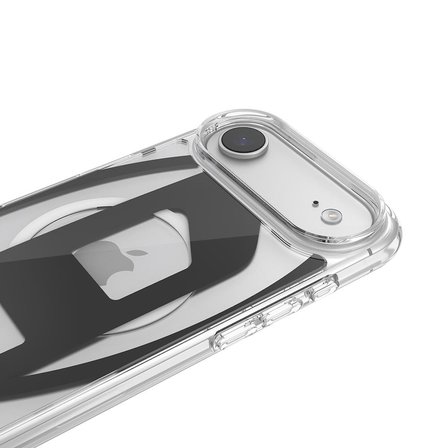 Diesel iPhone 17 Air Uyumlu Magsafe Destekli Oval D Metalik Kılıf - Siyah