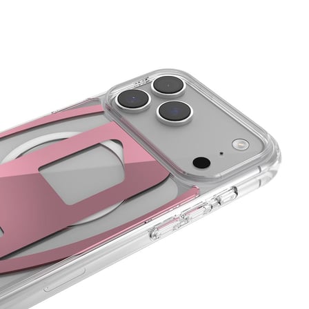 Diesel iPhone 17 Pro Max Uyumlu Magsafe Destekli Oval D Metalik Kılıf - Pembe