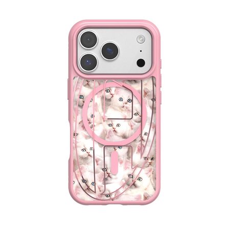 Diesel iPhone 17 Pro Uyumlu Magsafe Destekli Oval D Kedi Desenli Kılıf - Pembe
