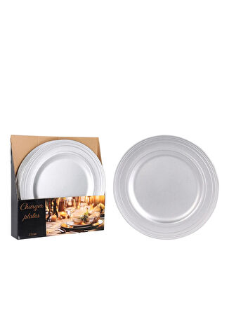 Boyner Evde 1 Adet Plastik Gümüş Servis Tabağı XMS Gumus Renkli Plastik 33cm