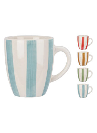 Boyner Evde Seramik Çok Renkli Kupa SOFT DESENLİ ÇİZGİLİ 340ML 4 ASS.
