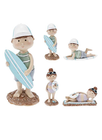 Boyner Evde Çok Renkli Biblo PLAJ STİLİ ÇOCUK FİGÜRÜ 5X5X12 CM 4