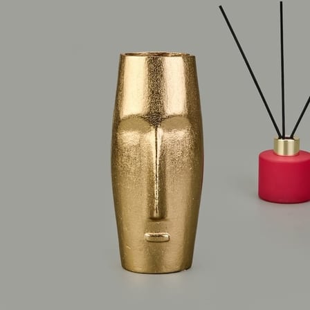 KPM Soyut Gold Vazo - Sarı - 9x20 cm