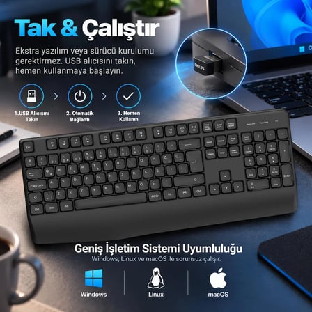 Philips SPK6348B 2.4G Kablosuz Türkçe Q Klavye Siyah