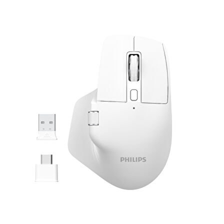 Philips SPK7858 Bluetooth 5.0 4000DPI Şarjlı Sessiz Hızlı Kaydırma Kablosuz Mouse Beyaz