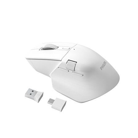 Philips SPK7858 Bluetooth 5.0 4000DPI Şarjlı Sessiz Hızlı Kaydırma Kablosuz Mouse Beyaz