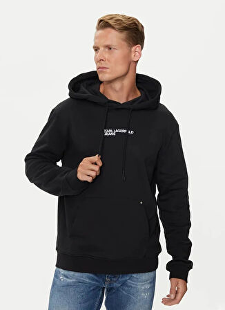Karl Lagerfeld Jeans Kapüşon Yaka Siyah Erkek Sweatshırt 246D1805_KLJ REGULAR KARL HOODIE