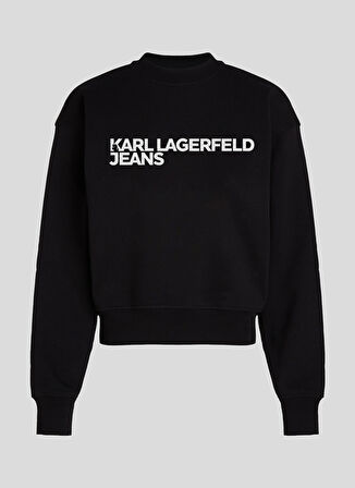 Karl Lagerfeld Jeans Yuvarlak Yaka Baskılı Siyah Kadın Sweatshırt 246J1809