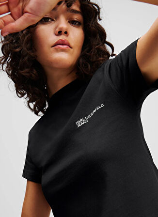 Karl Lagerfeld Jeans Bisiklet Yaka Düz Siyah Kadın T-Shirt A1W17004