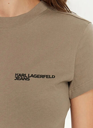 Karl Lagerfeld Jeans Bisiklet Yaka Düz Deve Tüyü Kadın T-Shirt A1W17004