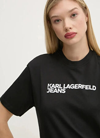 Karl Lagerfeld Jeans Bisiklet Yaka Düz Açık Siyah Kadın T-Shirt A1W17005