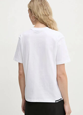 Karl Lagerfeld Jeans Bisiklet Yaka Düz Beyaz Kadın T-Shirt A1W17005