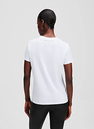 KARL LAGERFELD Bisiklet Yaka Baskılı Beyaz Kadın T-Shirt A1W17076