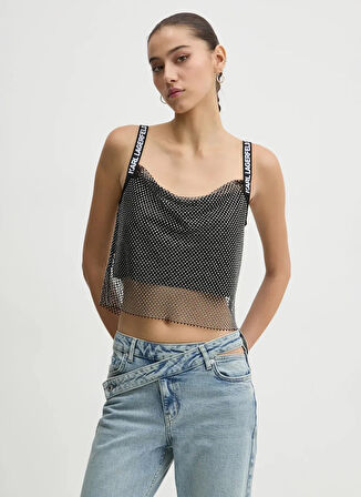 Karl Lagerfeld Jeans Degaje Yaka Düz Antrasit Kadın Bluz A1W11010