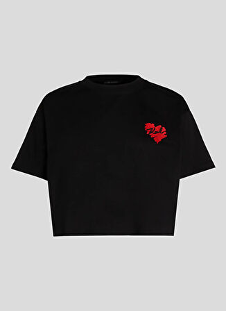 KARL LAGERFELD Bisiklet Yaka Düz Siyah Kadın T-Shirt A1W17074