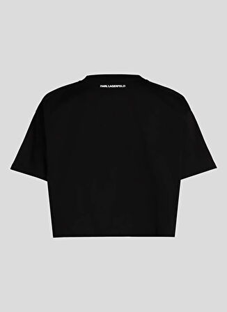 KARL LAGERFELD Bisiklet Yaka Düz Siyah Kadın T-Shirt A1W17074