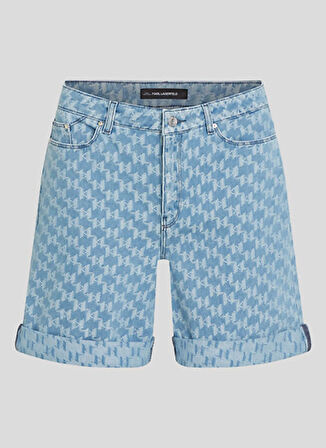 KARL LAGERFELD Yüksek Bel Normal Mavi Kadın Denim Şort A2W10111