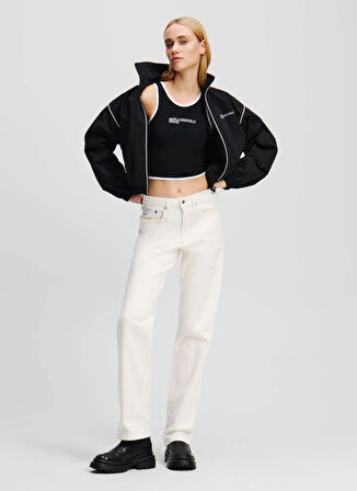 Karl Lagerfeld Jeans Bisiklet Yaka Düz Siyah Kadın T-Shirt A2W17024