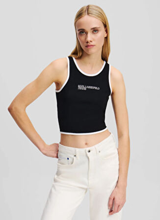 Karl Lagerfeld Jeans Bisiklet Yaka Düz Siyah Kadın T-Shirt A2W17024