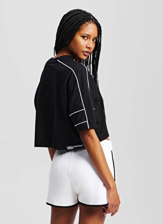Karl Lagerfeld Jeans Bisiklet Yaka Düz Siyah Kadın T-Shirt A2W17028