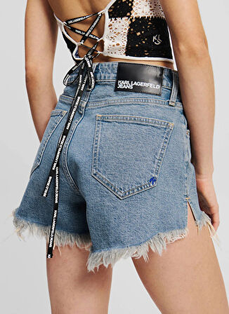 Karl Lagerfeld Jeans Yüksek Bel Normal Mavi Kadın Denim Şort A2W10088