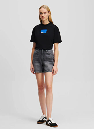 Karl Lagerfeld Jeans Yüksek Bel Normal Antrasit Kadın Denim Şort A2W10040