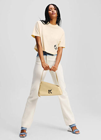 Karl Lagerfeld Jeans Yüksek Bel Düz Paça Normal Beyaz Kadın Denim Pantolon A2W10035