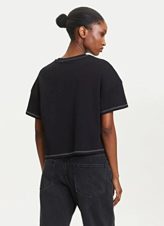 KARL LAGERFELD Yuvarlak Yaka Düz Siyah Kadın T-Shirt A3W17019
