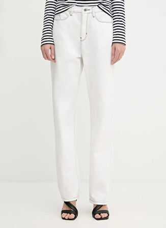 KARL LAGERFELD Yüksek Bel Düz Paça Standart Beyaz Kadın Denim Pantolon A3W10014