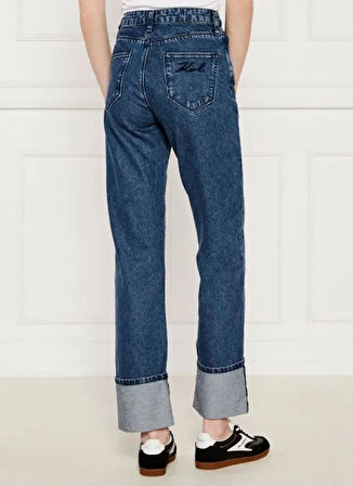 KARL LAGERFELD Yüksek Bel Düz Paça Standart Mavi Kadın Denim Pantolon A3W10017