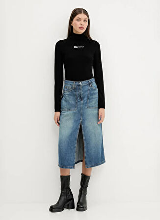 Karl Lagerfeld Jeans Dik Yaka Standart Baskılı Siyah Kazak Kadın A3W18007
